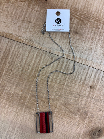 COLLIER INOX CRÉART "IMPRESSION" ROUGE