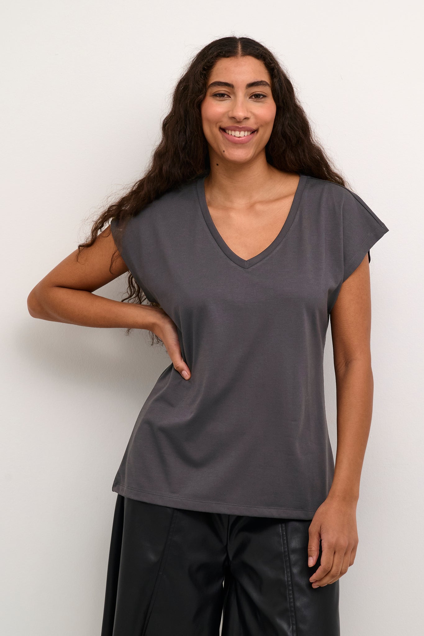 T-SHIRT KAFFE "LISE" BLACK OYSTER