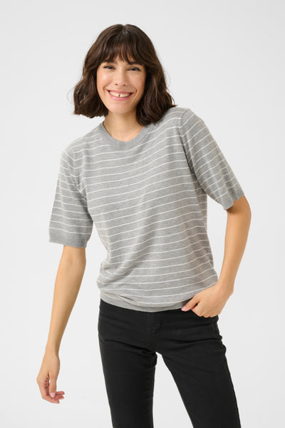 CHANDAIL KAFFE "LIZZA STRIPED" GREY MELANGE/CHALK