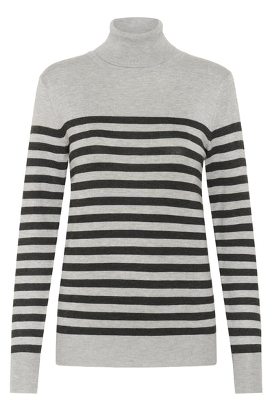 CHANDAIL KAFFE "LIZZA STRIPED ROLLNECK" GREY MELANGE