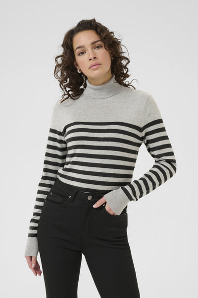CHANDAIL KAFFE "LIZZA STRIPED ROLLNECK" GREY MELANGE