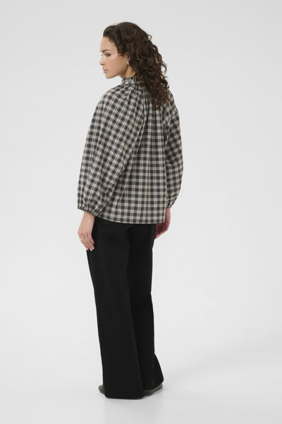 BLOUSE KAFFE "ELNA" GREY CHECK