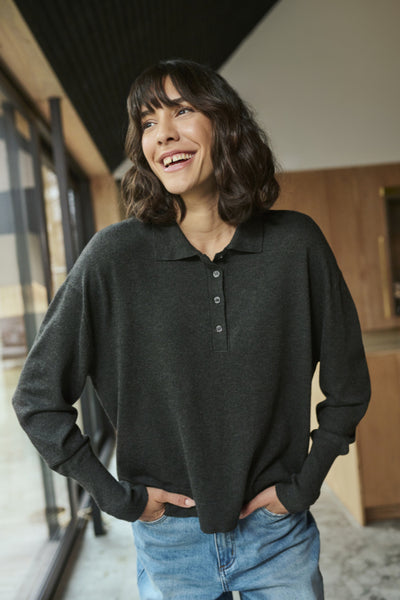 CHANDAIL KAFFE "LIZZA POLO" DARK GREY