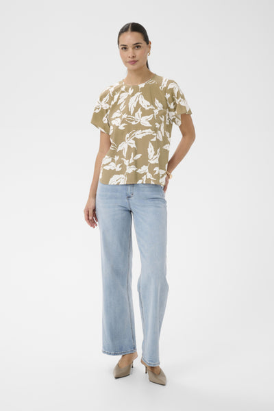 BLOUSE KAFFE "MARLO" OAK CHALK LEAVES