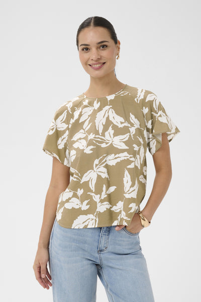 BLOUSE KAFFE "MARLO" OAK CHALK LEAVES