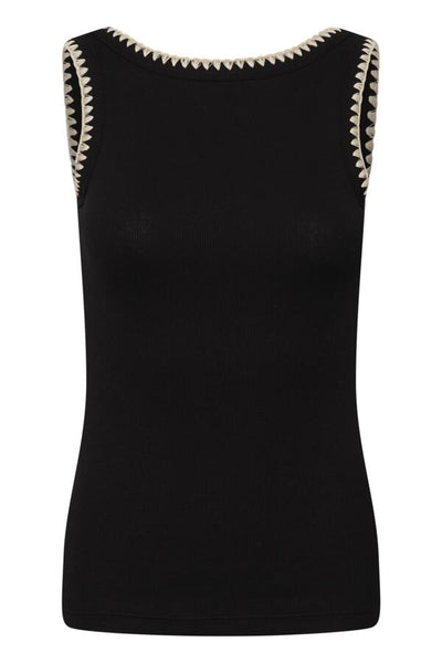CAMISOLE KAFFE "CARNA BRODERIE " BLACK DEEP