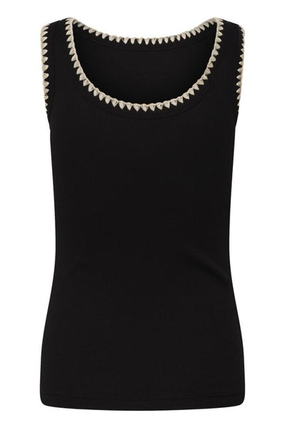 CAMISOLE KAFFE "CARNA BRODERIE " BLACK DEEP
