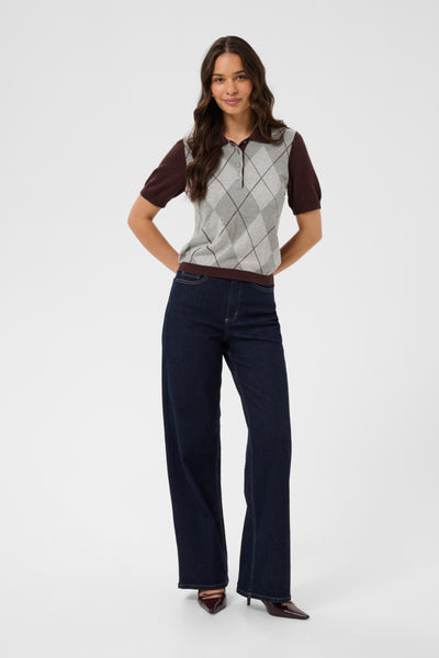 CHANDAIL KAFFE "GIZZA ARGYLE POLO" FUDGE & GREY ARGYLE
