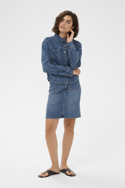 JUPE KAFFE "KARLA" MEDIUM BLUE DENIM