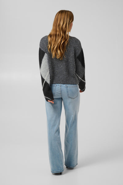 CHANDAIL KAFFE "GRITH" GREY MELANGE & BLACK