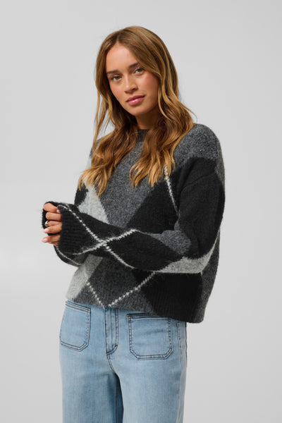 CHANDAIL KAFFE "GRITH" GREY MELANGE & BLACK
