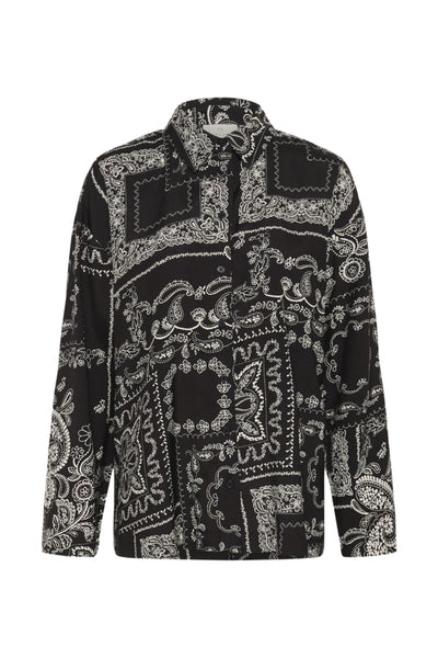 CHEMISE KAFFE "GARDENIA" BLACK & TURTLEDOVE