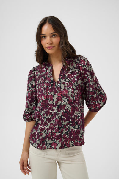 BLOUSE KAFFE "SIRENA" FUDGE ABSTRACT