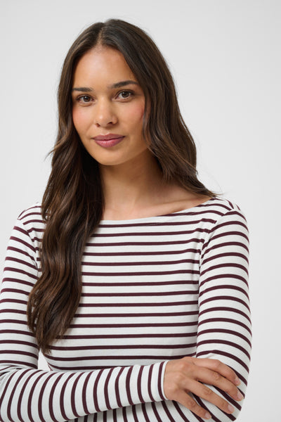 CHANDAIL KAFFE "LIDDY BOATNECK" CHALK & FUDGE
