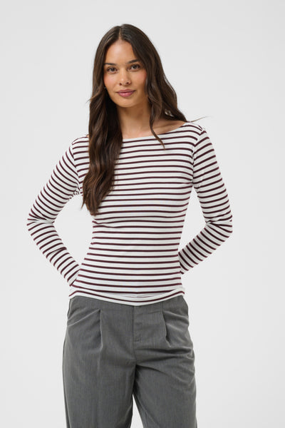CHANDAIL KAFFE "LIDDY BOATNECK" CHALK & FUDGE