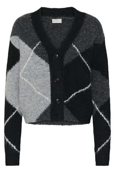 CARDIGAN KAFFE "GRITH" GREY MELANGE & BLACK