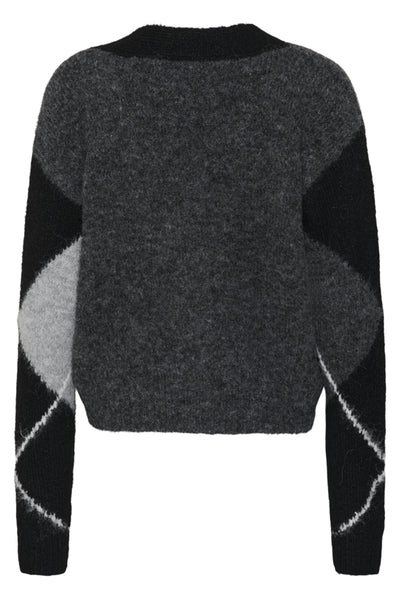 CARDIGAN KAFFE "GRITH" GREY MELANGE & BLACK