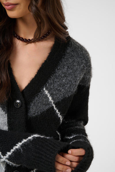 CARDIGAN KAFFE "GRITH" GREY MELANGE & BLACK