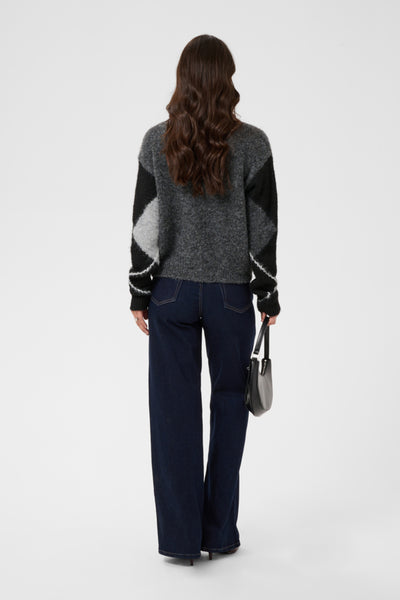CARDIGAN KAFFE "GRITH" GREY MELANGE & BLACK