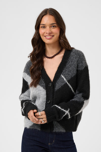 CARDIGAN KAFFE "GRITH" GREY MELANGE & BLACK
