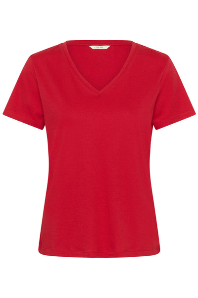 T-SHIRT CREAM "NAIA" HIGH RISK RED