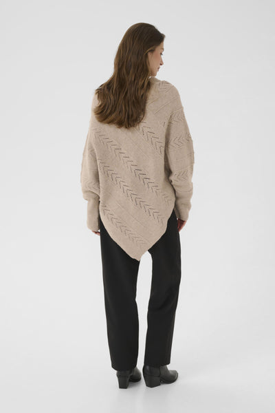 PONCHO TRICOT CREAM "HOLIDAY" COBBLESTONE MEL