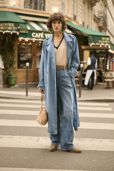 MANTEAU CREAM "MIKA TRENCHCOAT" DENIM