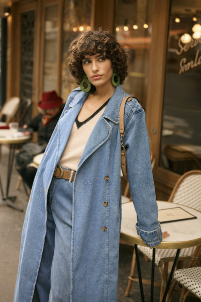 MANTEAU CREAM "MIKA TRENCHCOAT" DENIM
