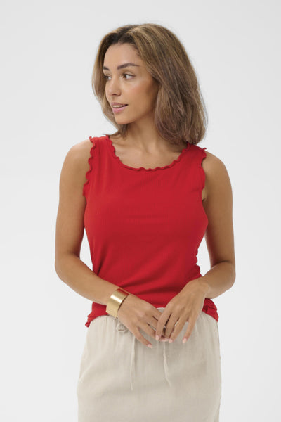 CAMISOLE CREAM "RIBBA" HIGH RISK RED