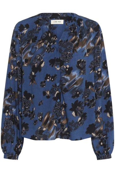 BLOUSE CREAM "TIAH" GALAXY BLUE FLOWER