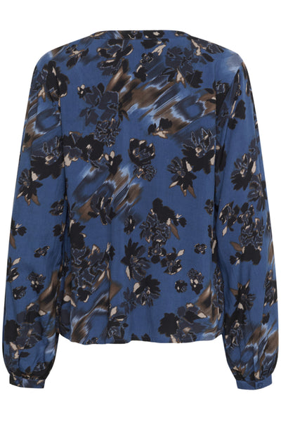 BLOUSE CREAM "TIAH" GALAXY BLUE FLOWER