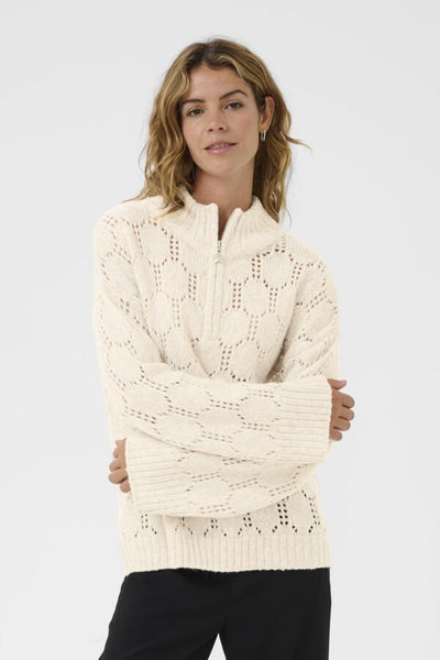 CHANDAIL TRICOT CREAM "ZILLA ZIPPER" OAT MELANGE