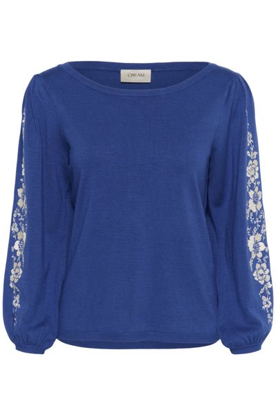 CHANDAIL CREAM "VILLEA BRODERIE" GALAXY BLUE