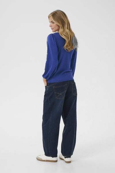 CHANDAIL CREAM "VILLEA BRODERIE" GALAXY BLUE