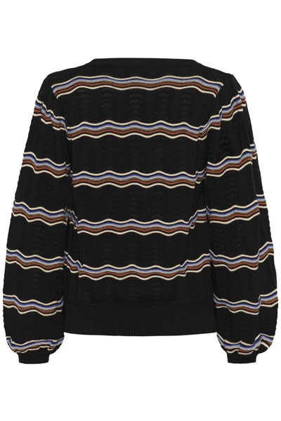 CHANDAIL TRICOT CREAM "WAVY" BLACK STRIPES