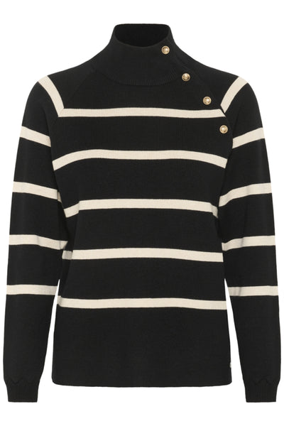 CHANDAIL CREAM "DELA BUTTON" BLACK STRIPES