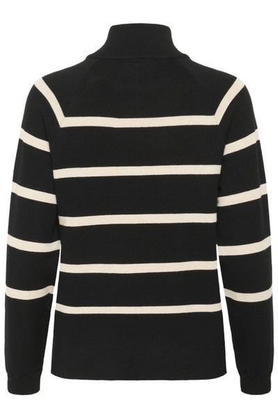 CHANDAIL CREAM "DELA BUTTON" BLACK STRIPES
