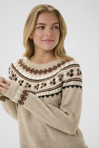 CHANDAIL TRICOT CREAM "CHERRIE" COBBLESTONE MEL