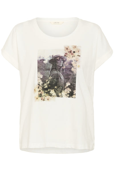 T-SHIRT CREAM "MIAS" CALM TEXT FLORAL