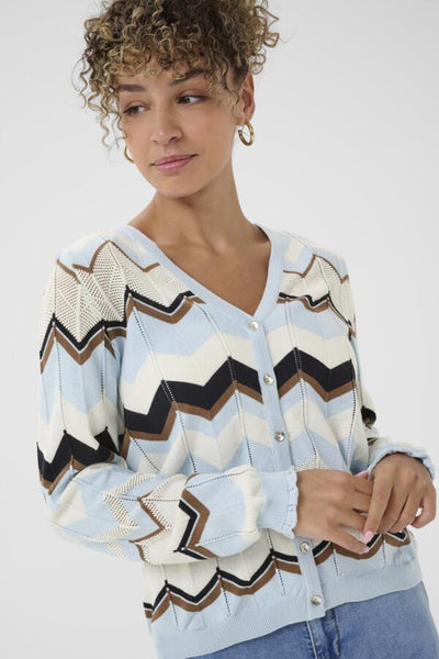 CARDIGAN CREAM "NETES" CASHMERE BLUE