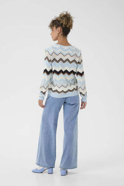 CARDIGAN CREAM "NETES" CASHMERE BLUE