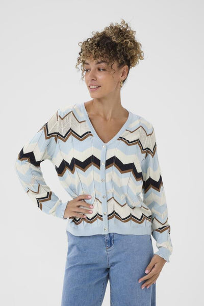 CARDIGAN CREAM "NETES" CASHMERE BLUE