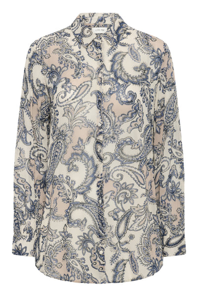CHEMISE CREAM "BEA" BLUE PAISLEY