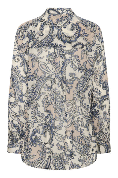 CHEMISE CREAM "BEA" BLUE PAISLEY
