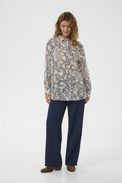 CHEMISE CREAM "BEA" BLUE PAISLEY