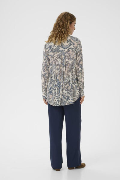 CHEMISE CREAM "BEA" BLUE PAISLEY