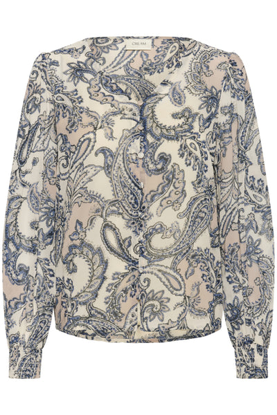 BLOUSE CREAM "BEA" BLUE PAISLEY