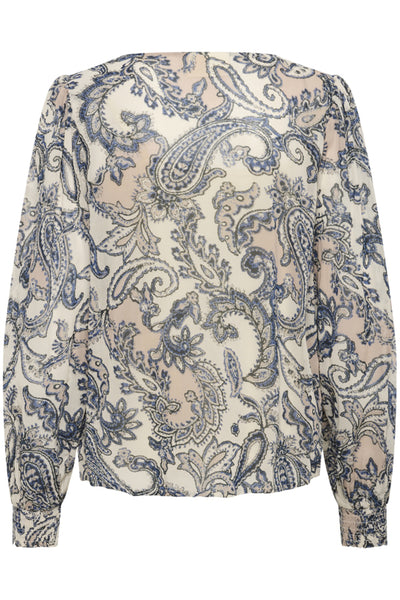 BLOUSE CREAM "BEA" BLUE PAISLEY