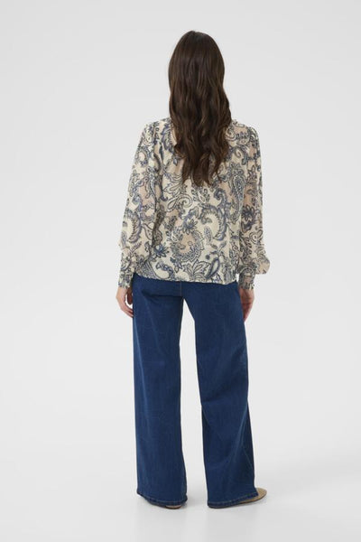 BLOUSE CREAM "BEA" BLUE PAISLEY