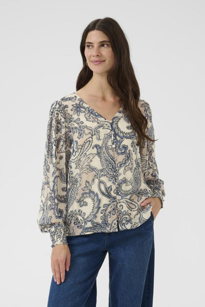 BLOUSE CREAM "BEA" BLUE PAISLEY
